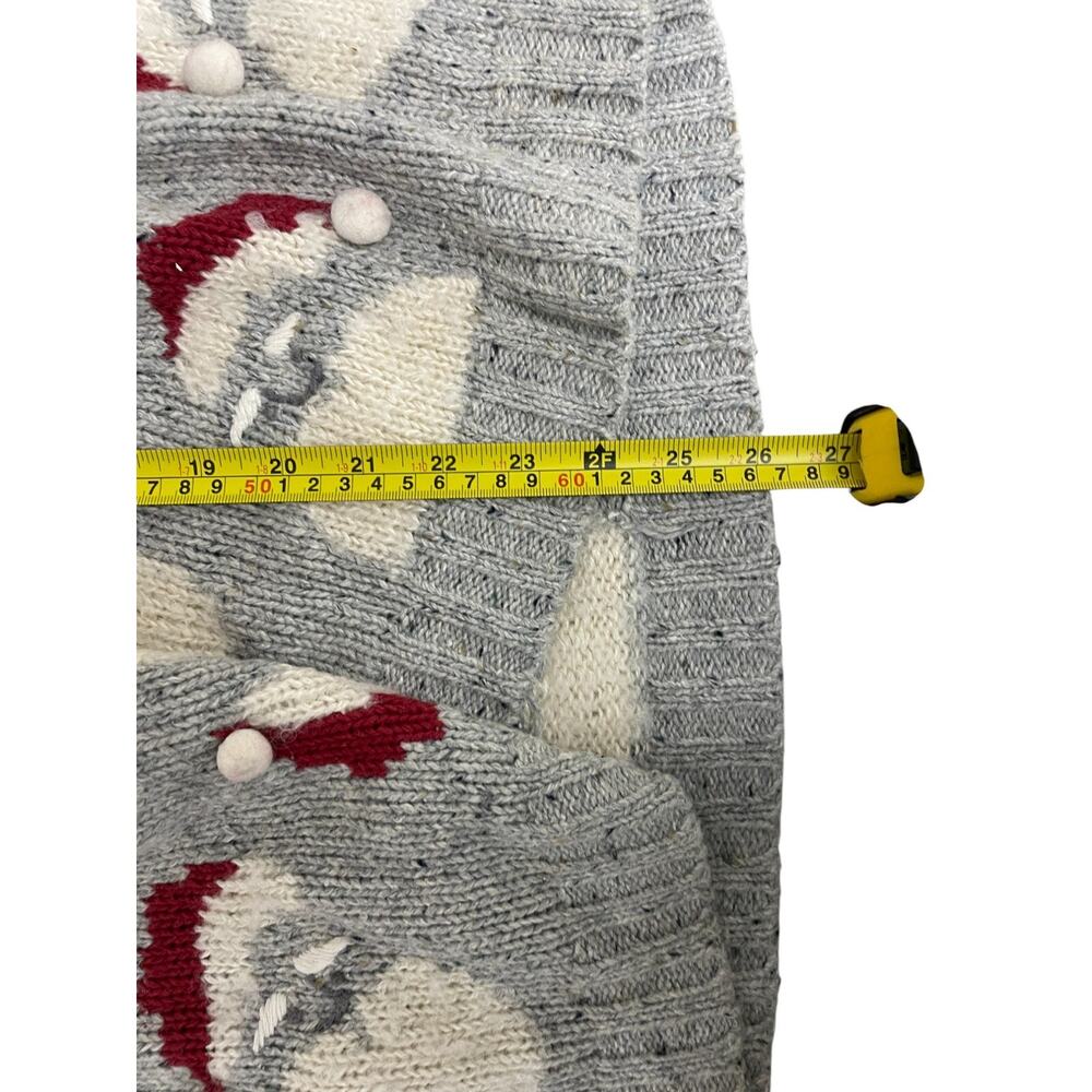 Orvis Pullover Sweater Womens Large Gray Christmas Santa 1/4 Zip Long Sleeve - Picture 6 of 7